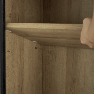 Brooklyn Hutch Cabinet in Black Oak, open hutch shelving