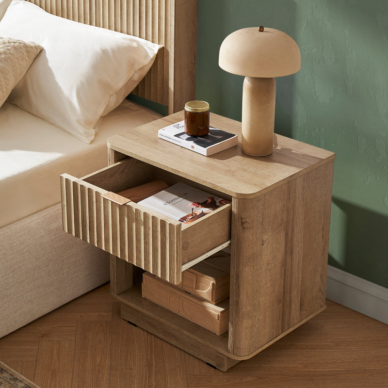 Brooklyn Bedroom Set - 3-Drawer Dresser (Pair) + Headboard + Bed Side Table (Pair)