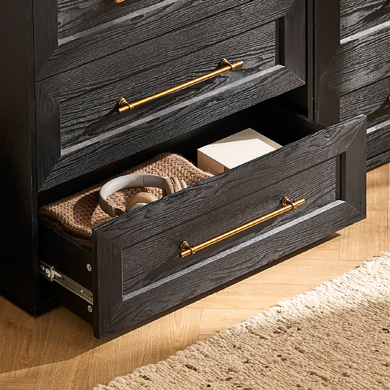 Blake 4 Piece Entertainment Center with Storage, Dresser TV Stand with Acrylic Cabinet Bookshelves