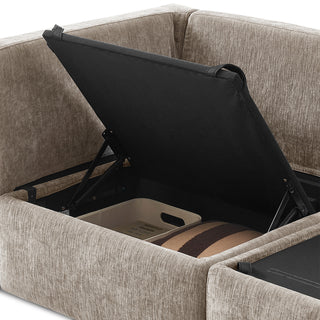 Macy Ottoman with Storage, Taupe Chenille