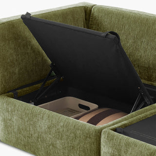 Macy Pit-sectional Sofa, Moss Green Chenille