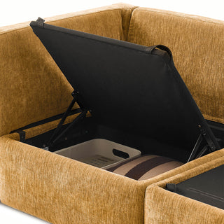 Macy Pit-sectional Sofa, Ochre Yellow Chenille