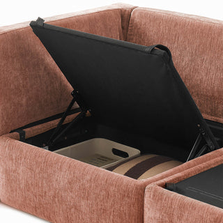 Macy Pit-sectional Sofa, Rusty Peach Red Chenille