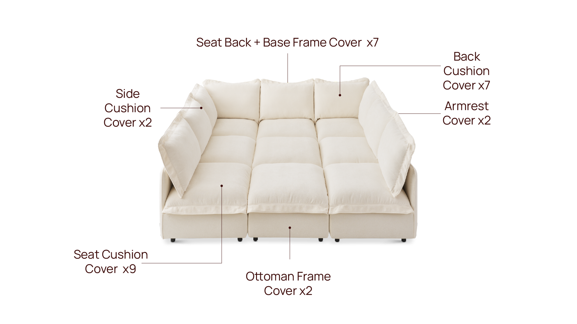Qoosh 9-Pitsectional Slipcover