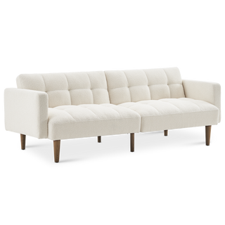 Aaron Futon Sofa Bed, Pearl White Boucle