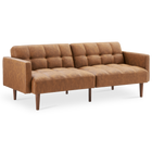 Aaron Futon Sofa Bed, Pecan Brown Faux Leather