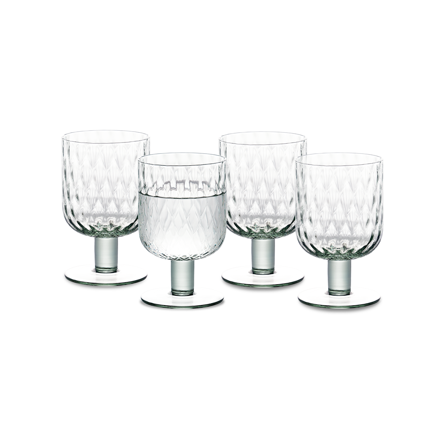 Adore Beaded Goblet Glass Set of 4, Greenish-blue