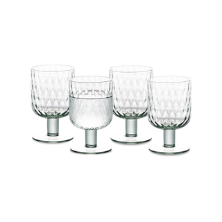 Adore Beaded Goblet Glass Set of 4, Light Blue