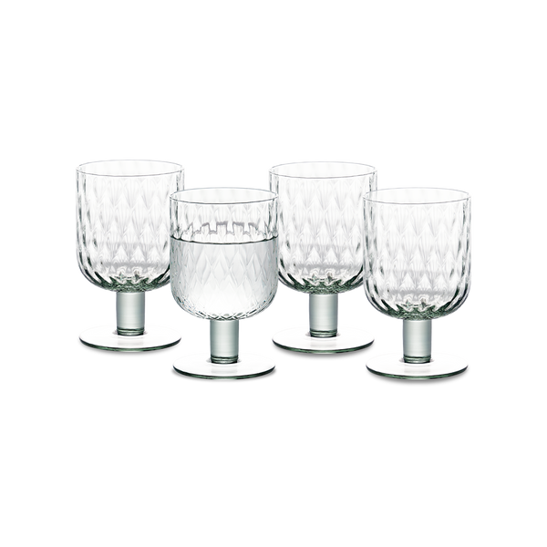 Adore Beaded Goblet Glass Set of 4, Greenish-blue