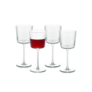 Adore Beaded Wine Glass Set of 4, Light Blue