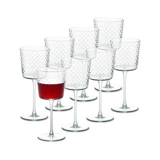Adore Beaded Wine Glass Set of 8, Light Blue
