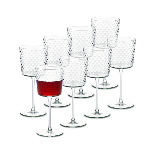 Adore Beaded Wine Glass Set of 8, Greenish-blue