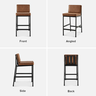 Odelia Counter Stools (Pecan Brown Faux Leather)