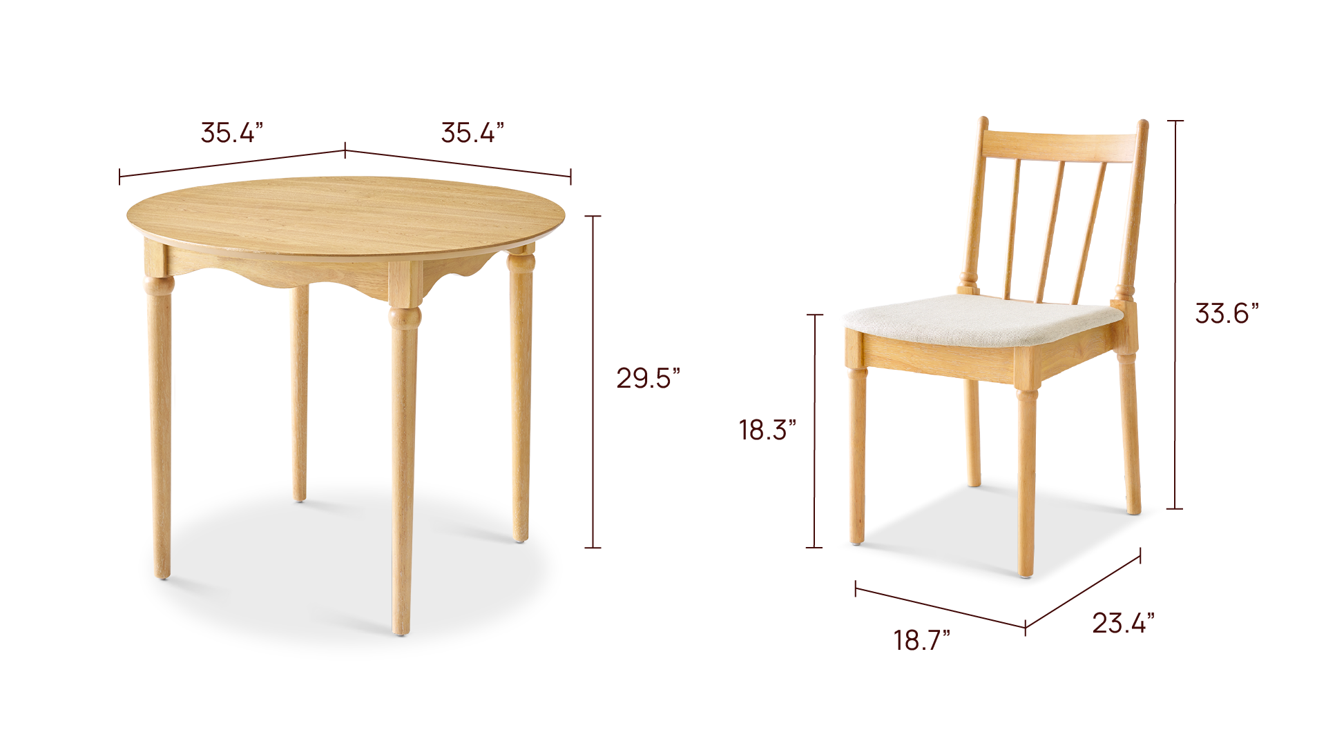 Elowen 35" Round Bistro Dining Table Set for 2
