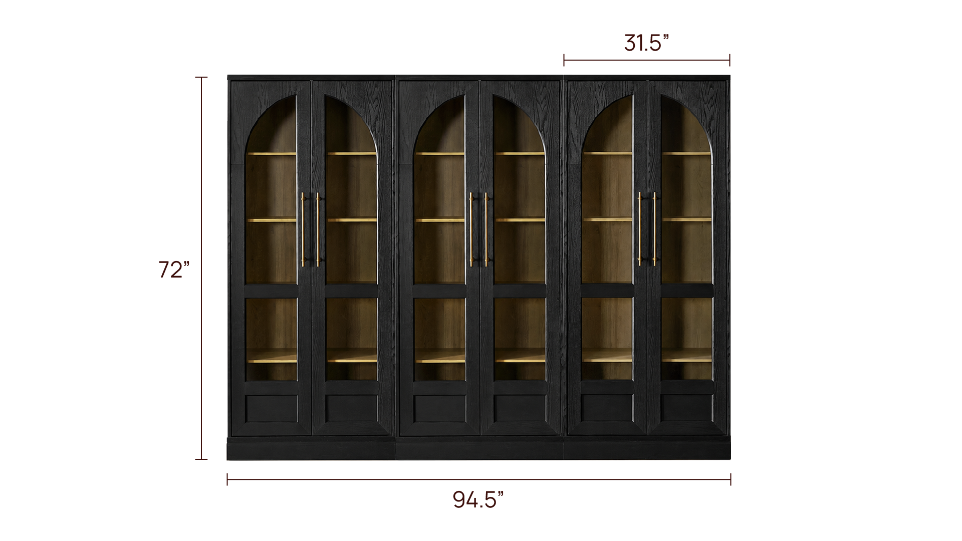 Blake Tall Acrylic Display Cabinet Arched Set of 3