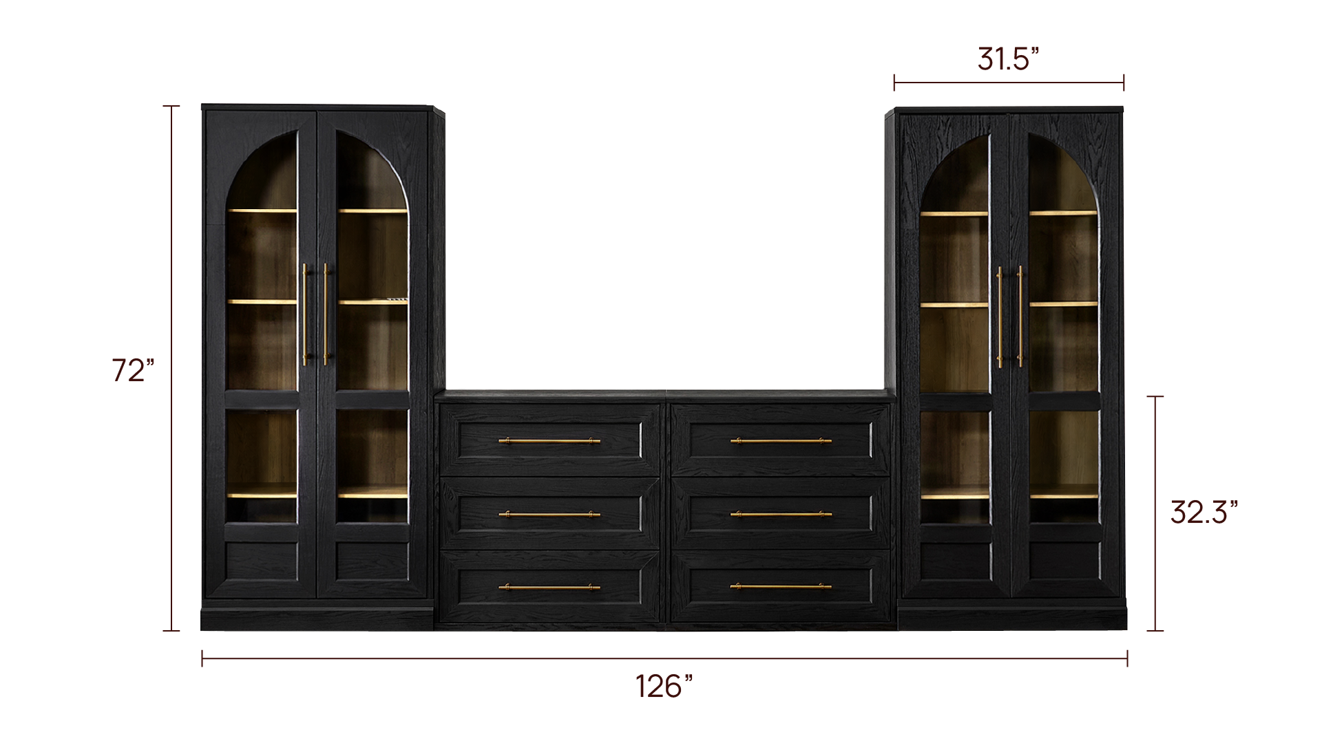 Blake 126" U Shape Entertainment Center, Tall Cabinet Style 1