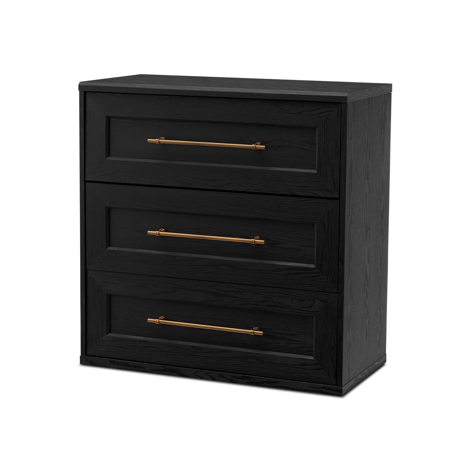 Blake 3 Drawer Dresser, Black Oak Single