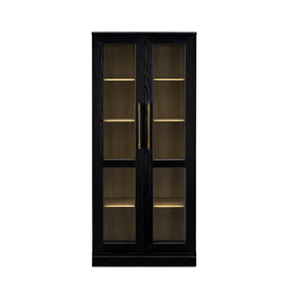 [Pre-order] Blake Tall Acrylic Display Cabinet Angled, Black Oak