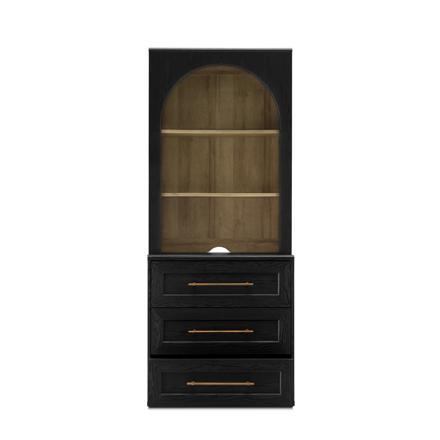 Blake 3 Drawer Dresser with Hutch, Black Oak