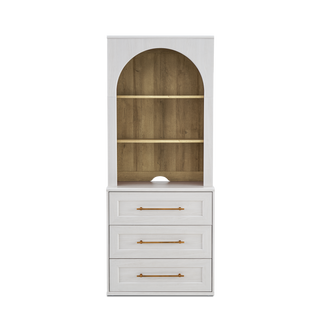 Blake 3 Drawer Dresser with Hutch, White Oak Mopio Blake 3 Drawer Dresser with Hutch, White Oak Mopio