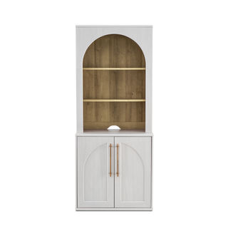 Blake Modular Storage Cabinet with Hutch Arched, White Oak