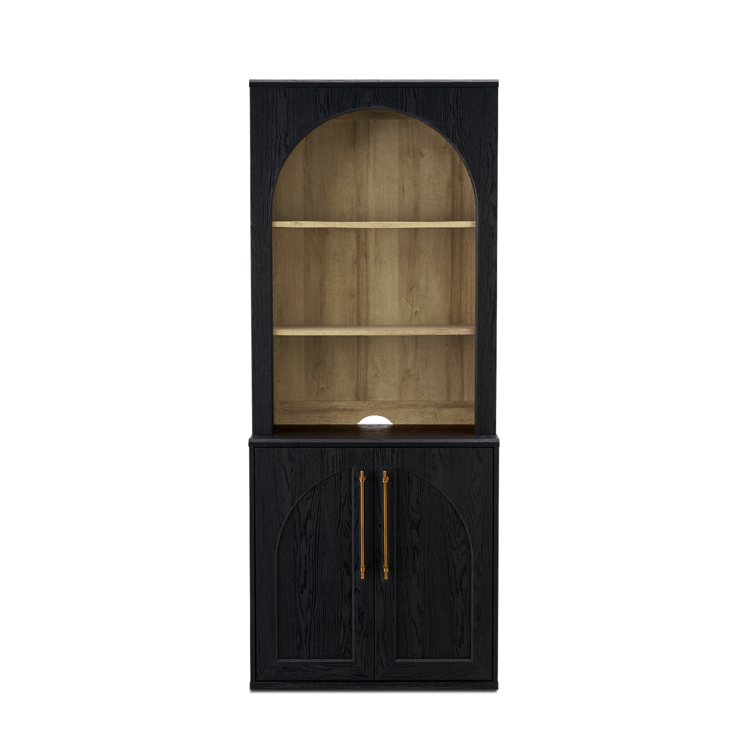 Blake Modular Storage Cabinet with Hutch Arched, Black Oak