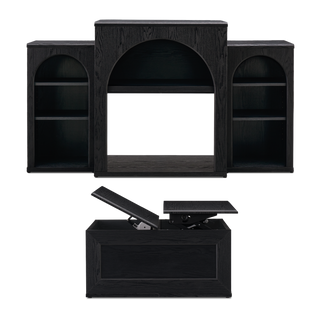 Blake 59" Electric Fireplace Mantel TV Stand + Coffee Table, Black Oak