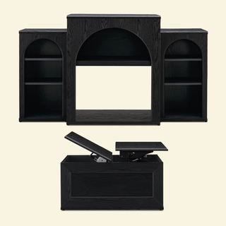 Blake 59" Electric Fireplace Mantel TV Stand + Coffee Table, Black Oak