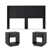 Brooklyn Headboard (King) + Side Tables (Pair), Black Oak Set