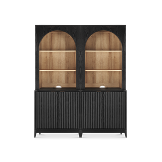 Brooklyn Hutch Cabinet in Black Oak, Set of 2 lined up side by side