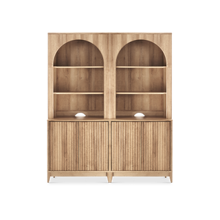 Brooklyn Hutch Cabinet in Golden Oak, Set of 2 lined up side by side