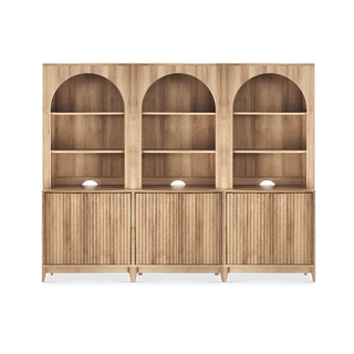 Brooklyn Hutch Cabinet in Golden Oak, Set of 3 lined up side by side