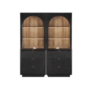 Brooklyn Hutch Dresser in Black Oak, Set of 2 lined up side by side