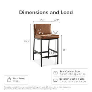 [Not-for-sale] Odelia Counter Stools (Pecan Brown Faux Leather)