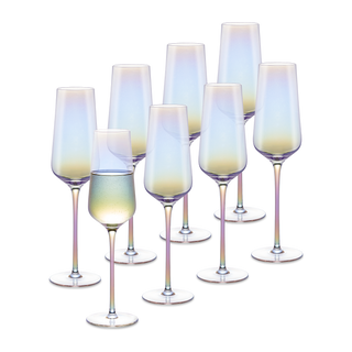 Enchant Champagne Glass Set of 8, Iridescent