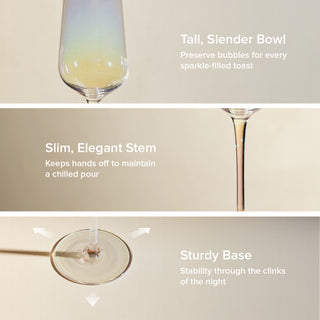 Enchant Champagne Glass Set of 8, Iridescent
