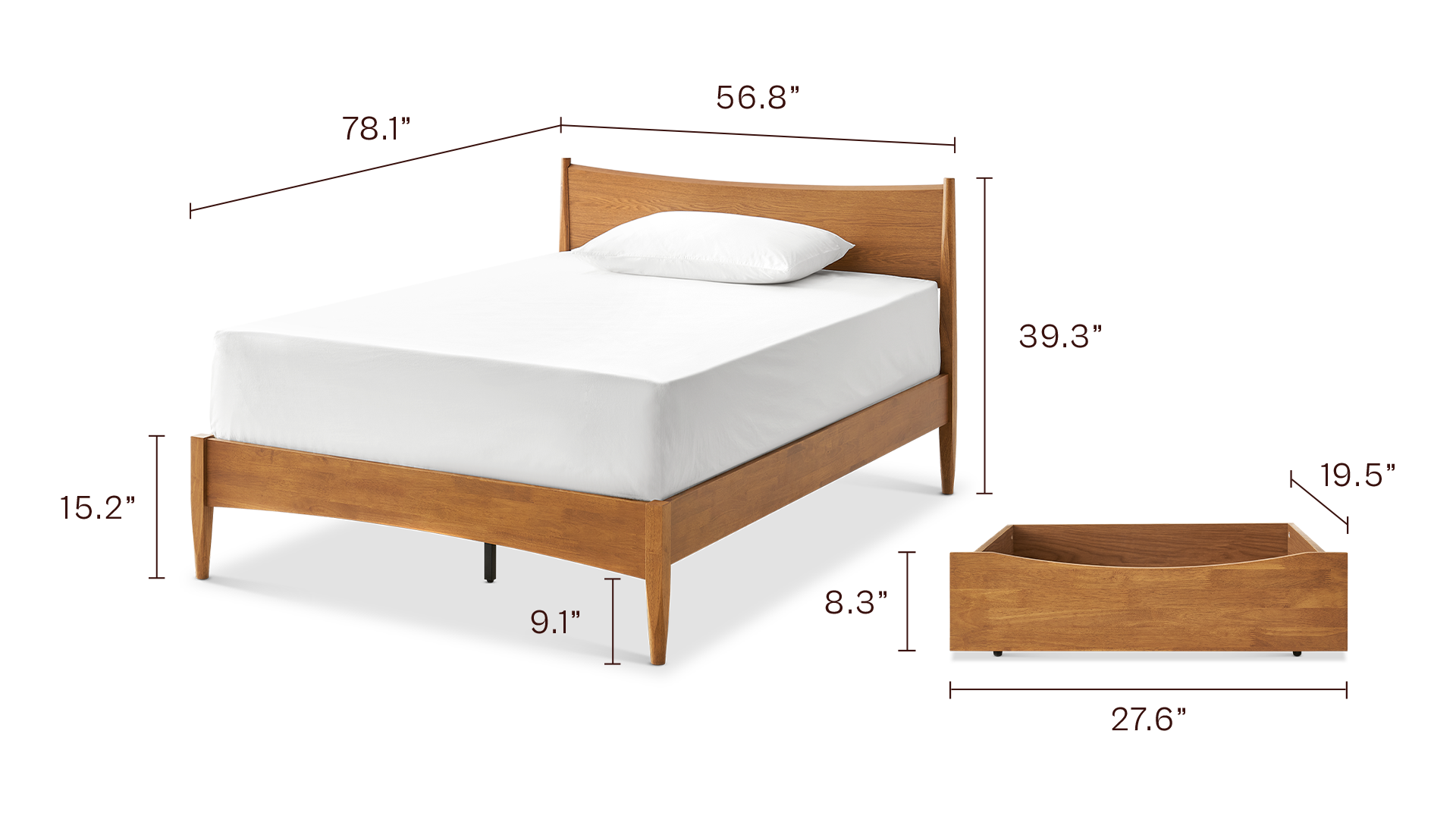 Retrovie Full Bed & Drawer