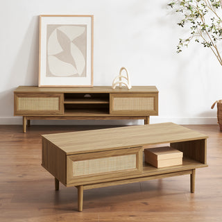 Haylee 59" TV Stand + Coffee Table, Oak