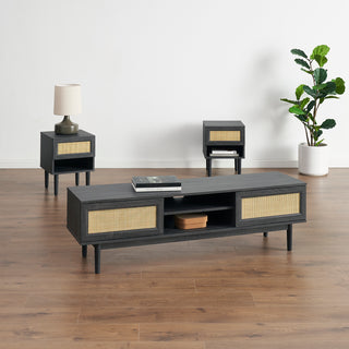 Haylee 59" TV Stand + Side Table (Pair), Charcoal