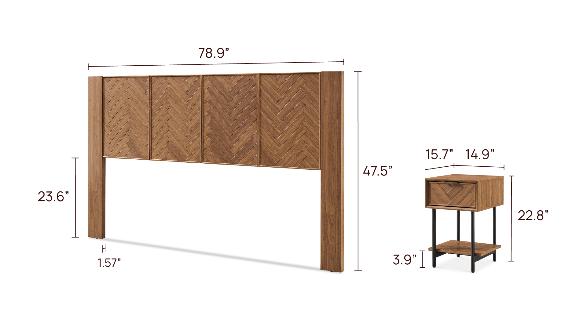 Axis 3-Piece Bedroom Set (King Headboard, 15 Nightstands)