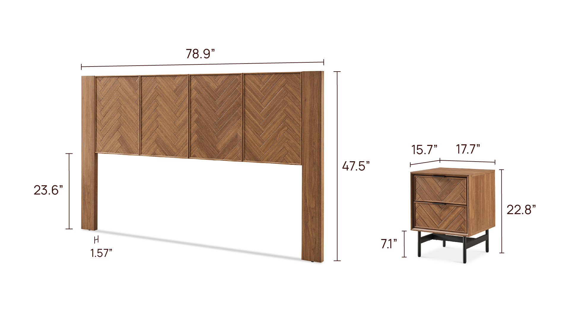 Axis 3-Piece Bedroom Set (King Headboard, 17 Nightstands)