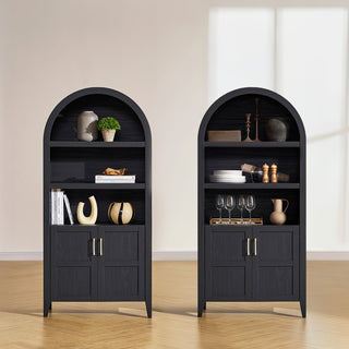 Lauren Arched 65.4" Short Cabinet, Black Oak