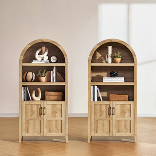 Lauren Arched 65.4" Short Cabinet, Light Oak