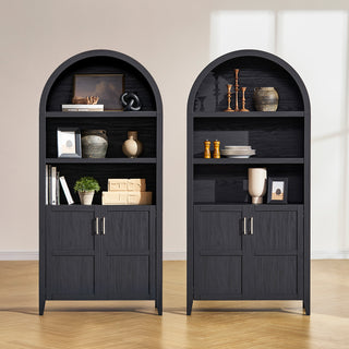 Lauren Arched 77.4" Tall Cabinet, Black Oak