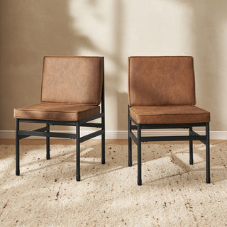 Odelia Dining Chairs (Pecan Brown Faux Leather)