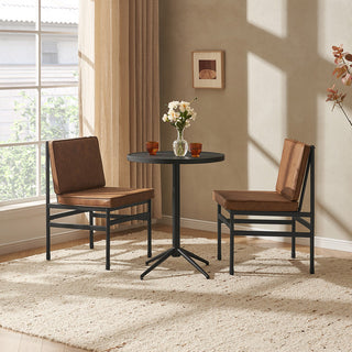 Odelia Dining Chairs (Pecan Brown Faux Leather)