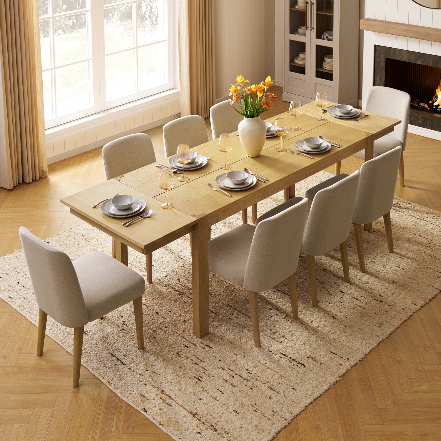 Logan Solid Wood 8-Seater Dining Set – Mopio - Main Image