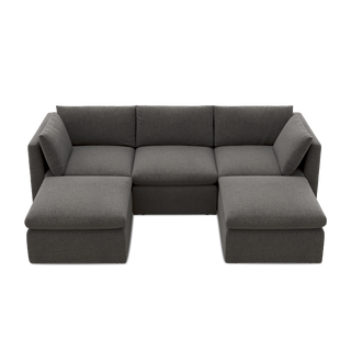 Macy 5 Seats Modular Sectional Sofa with Fully Removable Covers, Large Storage Oversized Modern Cloud Couch (Stone Gray)