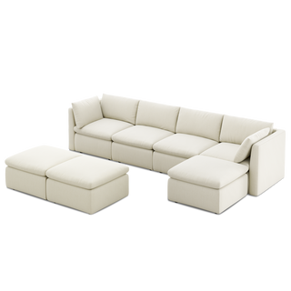 Macy 7 Seats Modular Sectional Sofa with Fully Removable Covers, Large Storage Oversized Modern Cloud Couch (Oat)