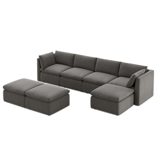 Macy 7 Seats Modular Sectional Sofa with Fully Removable Covers, Large Storage Oversized Modern Cloud Couch (Stone Gray)